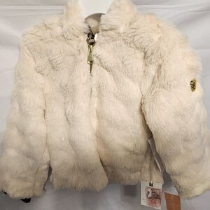 Jessica Simpson Cream Faux Fur Puffer Jacket - Girls